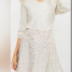 LOFT Silver And Gold  Sequin A-Line Mini Skirt